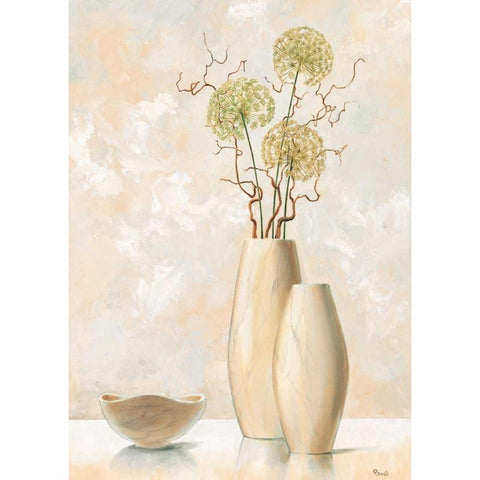 Vases with pastel II White Modern Wood Framed Art Print by Renee