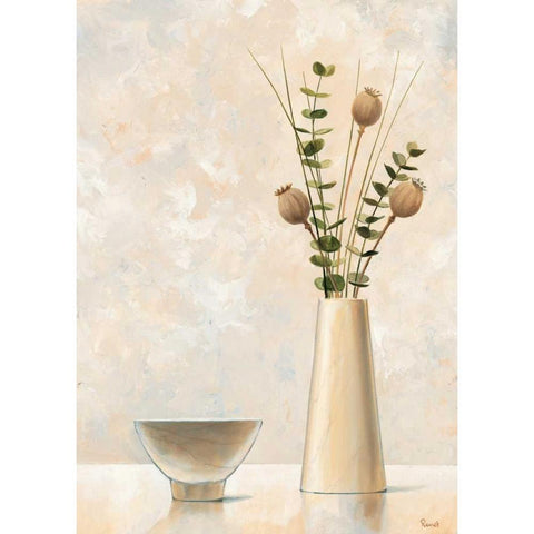 Vase and bowl I Gold Ornate Wood Framed Art Print with Double Matting by Renee