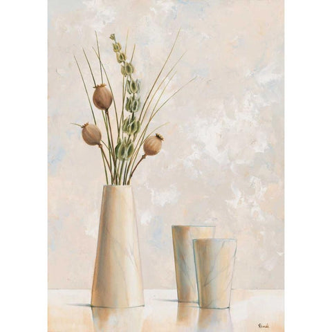 Vase and bowl II White Modern Wood Framed Art Print by Renee