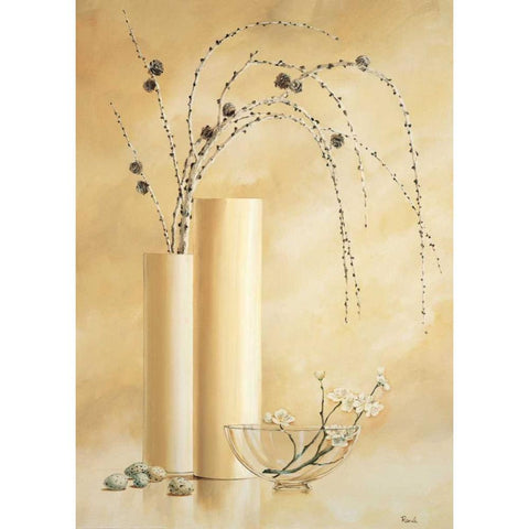 Vases with twigs II Gold Ornate Wood Framed Art Print with Double Matting by Renee