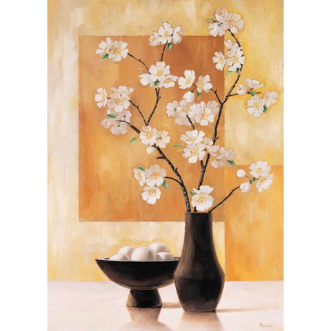 White blossom II White Modern Wood Framed Art Print by Renee