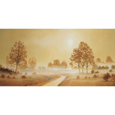 Misty landscape II Gold Ornate Wood Framed Art Print with Double Matting by Nauts, Frans
