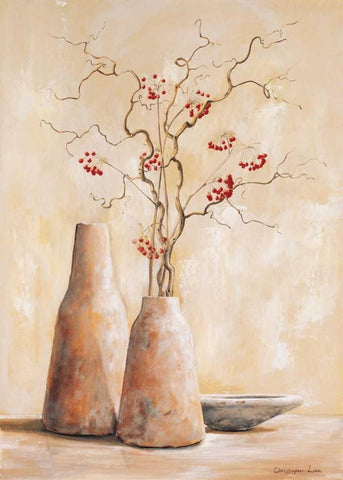 Red berries III Black Ornate Wood Framed Art Print with Double Matting by Lien, Christopher