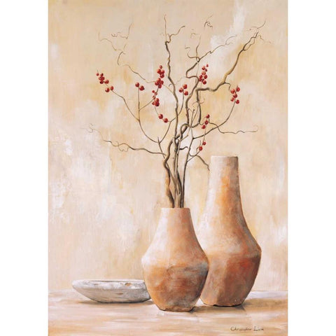 Red berries IV Black Modern Wood Framed Art Print with Double Matting by Lien, Christopher
