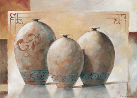 Vases III Black Ornate Wood Framed Art Print with Double Matting by Alberto, Tanya