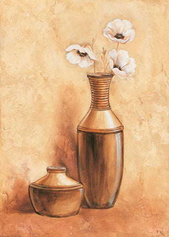 Daisy in vase II Black Ornate Wood Framed Art Print with Double Matting by Nauts, Frans