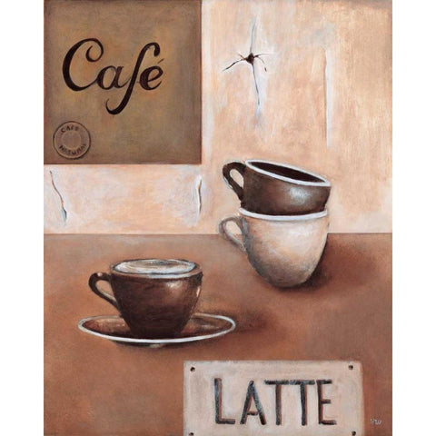 Cafe Latte Gold Ornate Wood Framed Art Print with Double Matting by Hedy