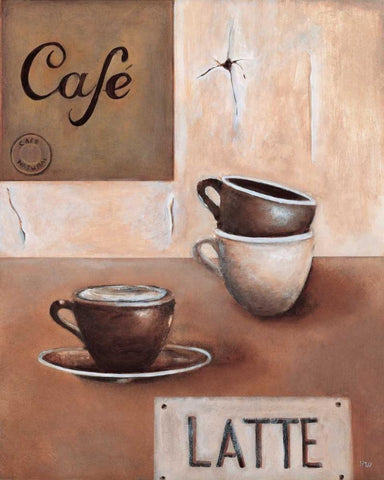 Cafe Latte White Modern Wood Framed Art Print with Double Matting by Hedy