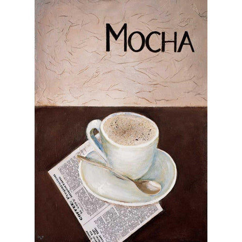 Mocha White Modern Wood Framed Art Print by Hedy