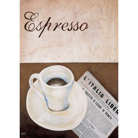 Espresso time White Modern Wood Framed Art Print by Hedy