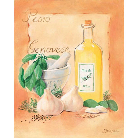 Pesto Genovese White Modern Wood Framed Art Print by Jasper