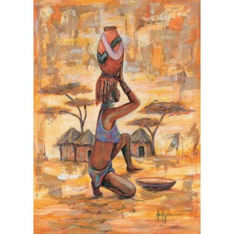 African woman I Gold Ornate Wood Framed Art Print with Double Matting by Aragon