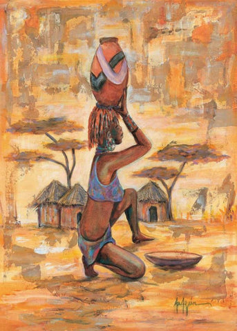 African woman I White Modern Wood Framed Art Print with Double Matting by Aragon