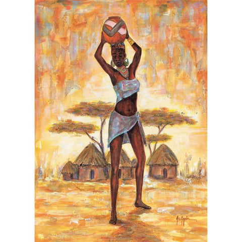 African woman II Gold Ornate Wood Framed Art Print with Double Matting by Aragon