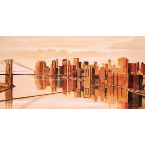 Cityview II White Modern Wood Framed Art Print by Renee