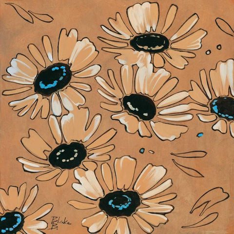 Happy daisies I Gold Ornate Wood Framed Art Print with Double Matting by Blake B