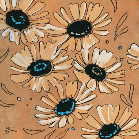 Happy daisies II White Modern Wood Framed Art Print by Blake B