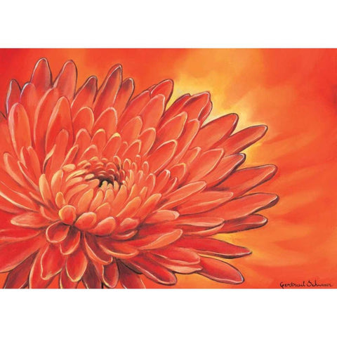 Red flower I Gold Ornate Wood Framed Art Print with Double Matting by Schweser, Gertrud