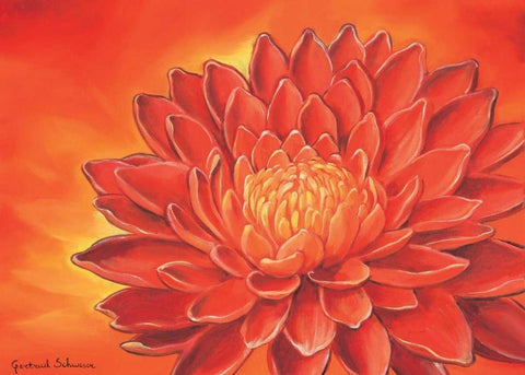 Red flowers II Black Ornate Wood Framed Art Print with Double Matting by Schweser, Gertrud