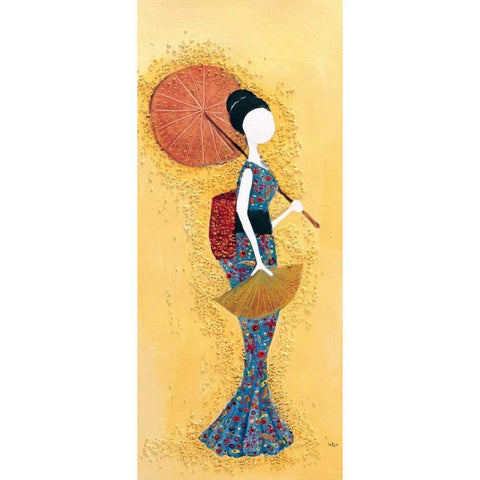 Japanese lady I Gold Ornate Wood Framed Art Print with Double Matting by Hedy