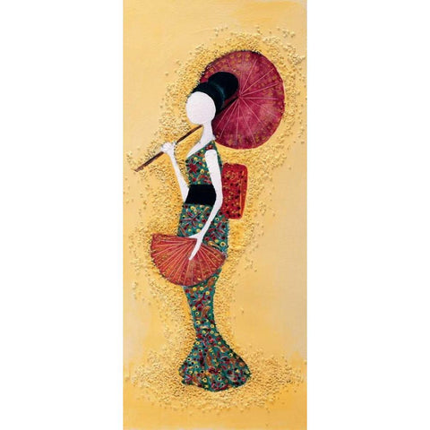 Japanese lady II Black Modern Wood Framed Art Print by Hedy