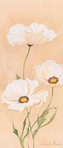 White poppy I Black Ornate Wood Framed Art Print with Double Matting by Boucher, Nathalie