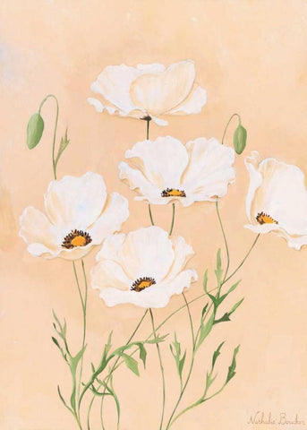 White poppy II Black Ornate Wood Framed Art Print with Double Matting by Boucher, Nathalie