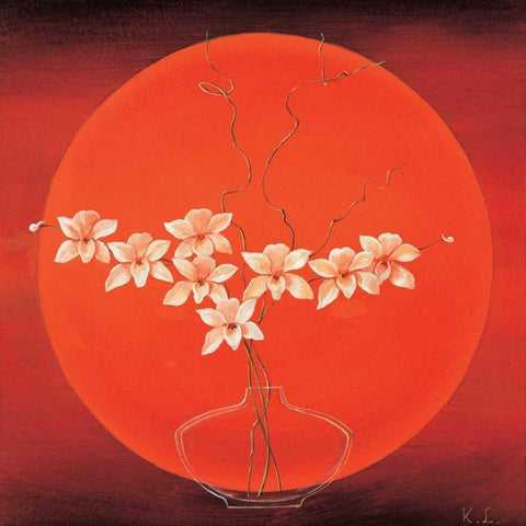 Vase in circle IV White Modern Wood Framed Art Print by Leijs, Karin