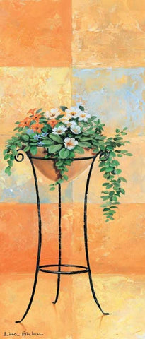 Flowers and tiles I White Modern Wood Framed Art Print with Double Matting by Gieben, Lina