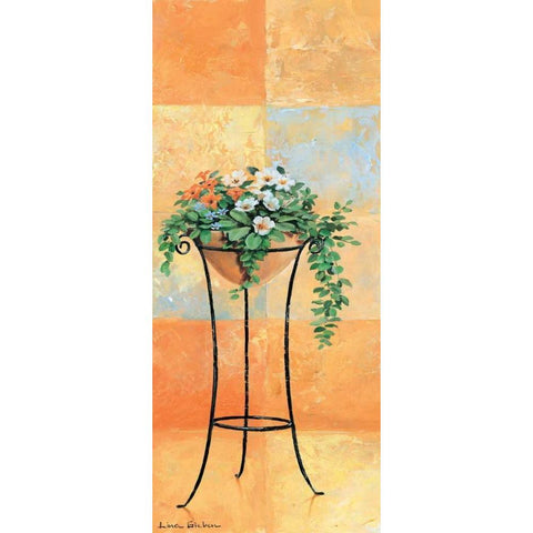 Flowers and tiles I Black Modern Wood Framed Art Print by Gieben, Lina