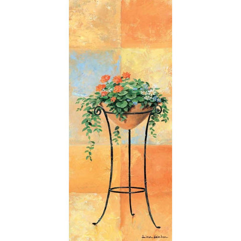 Flowers and tiles II Black Modern Wood Framed Art Print by Gieben, Lina
