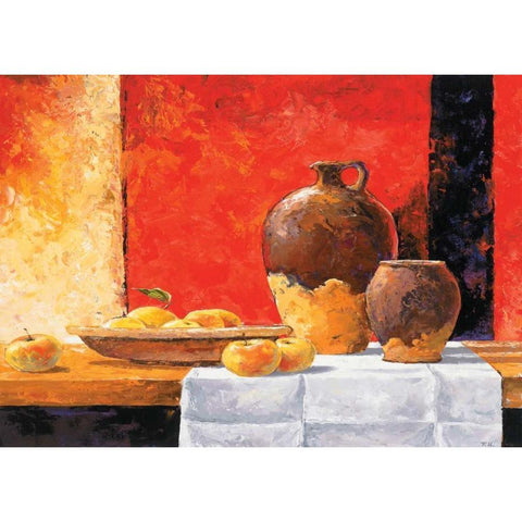 Stillife with apples I Black Modern Wood Framed Art Print with Double Matting by Nauts, Frans