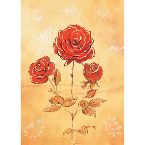 Three reds II White Modern Wood Framed Art Print by Jasper