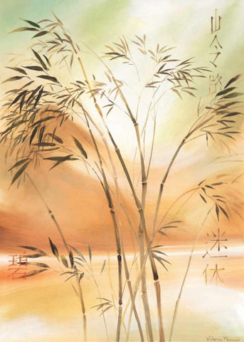 Bamboo wave II Black Ornate Wood Framed Art Print with Double Matting by Prosnov, Valerie