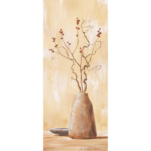 Red berries V Black Modern Wood Framed Art Print by Lien, Christopher