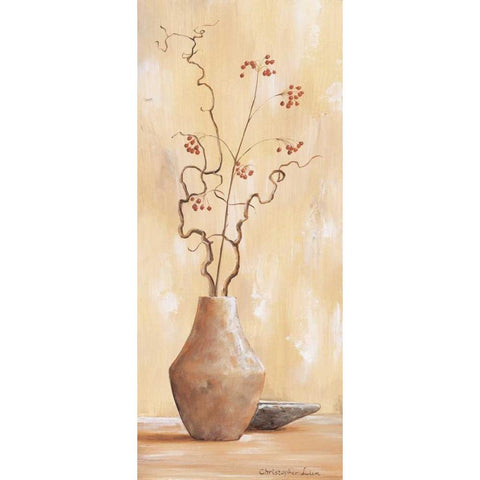 Red berries VI Black Modern Wood Framed Art Print by Lien, Christopher