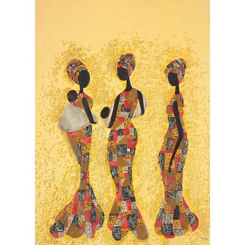 African beauties Gold Ornate Wood Framed Art Print with Double Matting by Hedy