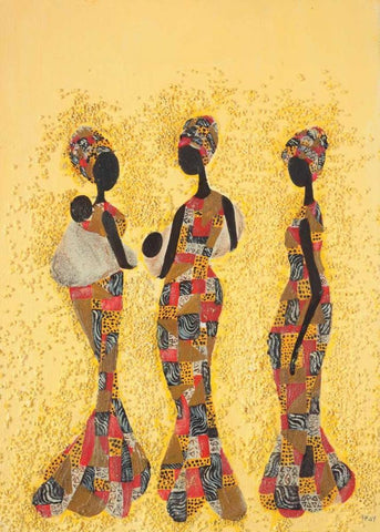 African beauties Black Ornate Wood Framed Art Print with Double Matting by Hedy