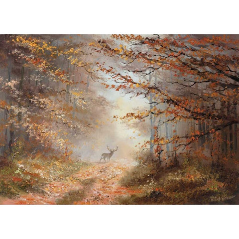 Autumn view Black Modern Wood Framed Art Print with Double Matting by Withaar, Reint