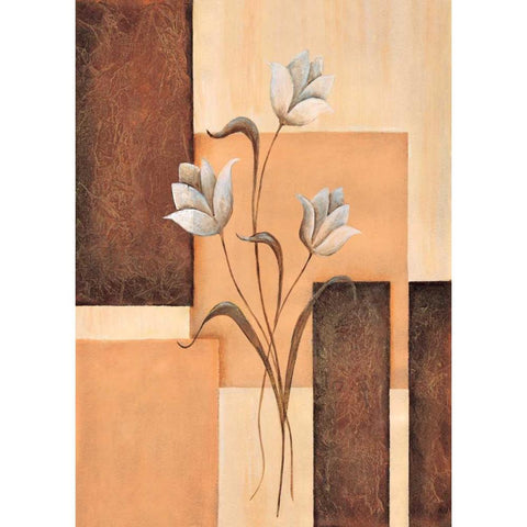 Tulips on blocks II Gold Ornate Wood Framed Art Print with Double Matting by Hedy