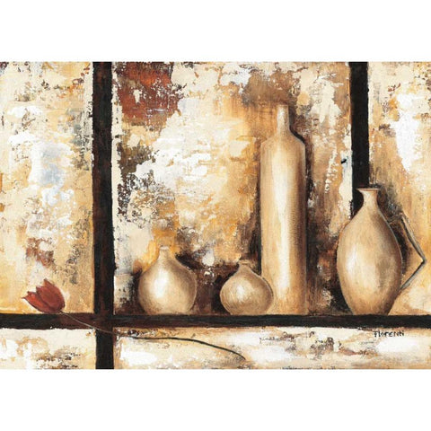 Stillife with vases II Black Modern Wood Framed Art Print with Double Matting by Florenti, Isa