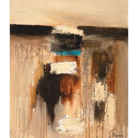 Composition in beige Black Modern Wood Framed Art Print with Double Matting by Florenti, Isa