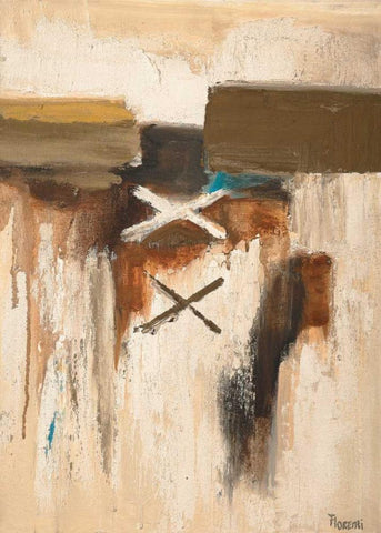 Crosses on beige Black Ornate Wood Framed Art Print with Double Matting by Florenti, Isa