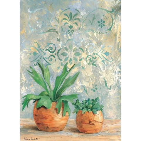 Green plants I Black Modern Wood Framed Art Print with Double Matting by Dubois, Alain