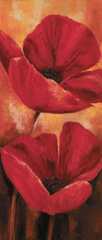 Poppies II Black Ornate Wood Framed Art Print with Double Matting by Lotus, Lenna