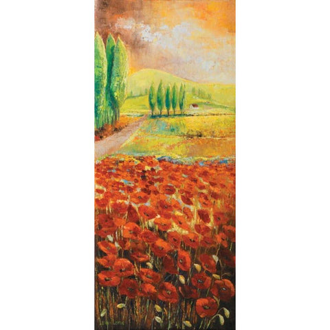 Poppyfield I Black Modern Wood Framed Art Print with Double Matting by Lotus, Lenna