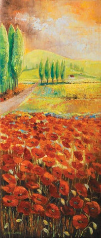 Poppyfield I White Modern Wood Framed Art Print with Double Matting by Lotus, Lenna