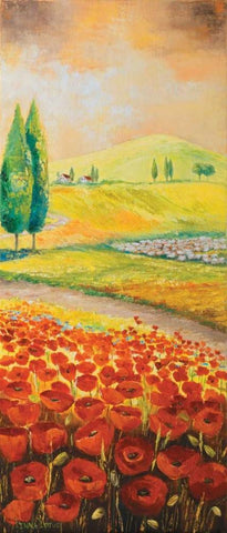 Poppyfield III White Modern Wood Framed Art Print with Double Matting by Lotus, Lenna