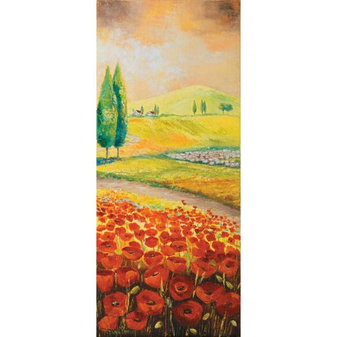 Poppyfield III Black Modern Wood Framed Art Print by Lotus, Lenna