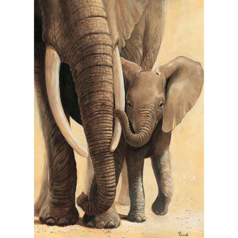 Elephant love I Gold Ornate Wood Framed Art Print with Double Matting by Renee